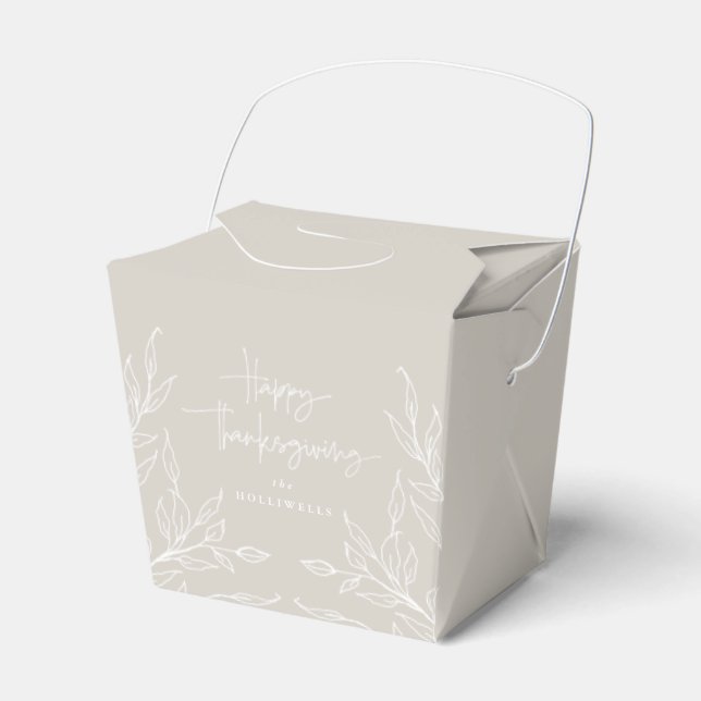Beige Leaf Motif Happy Thanksgiving Favour Box (Front Side)