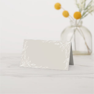 Beige Leaf Motif Thanksgiving Folded Place Card