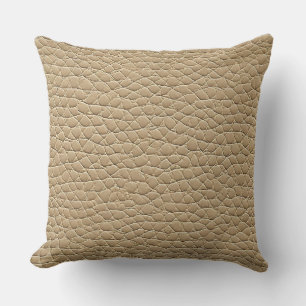 Beige leather effect pattern cushion