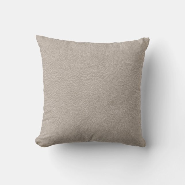 Beige Leather Print Texture Pattern Cushion (Front)