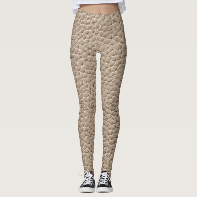 Beige leather texture, seamless background. leggings (Front)