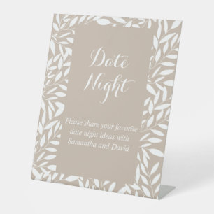 Beige Leaves Bridal Shower Floral Minimalist  Pedestal Sign