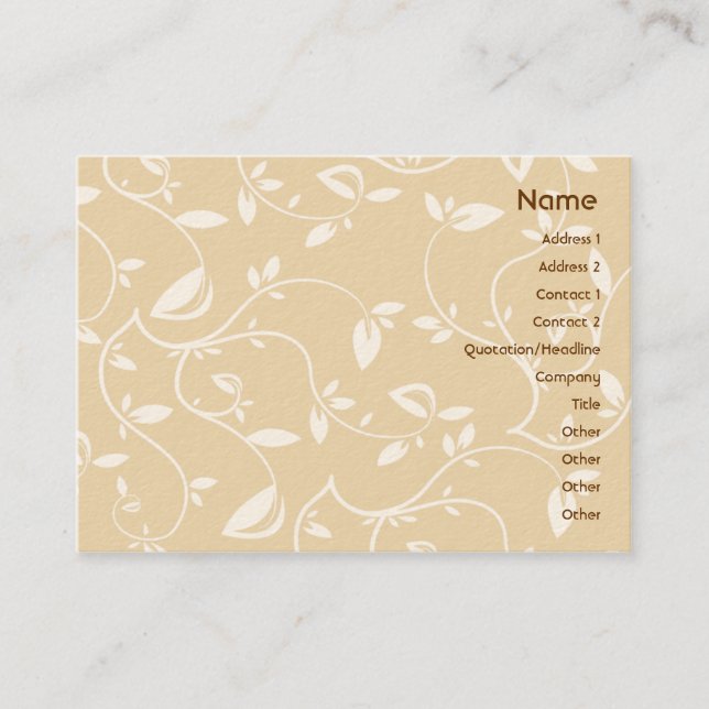 Beige Leaves - Chubby Business Card (Front)