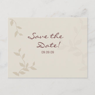 Beige Leaves Save the Date Postcard