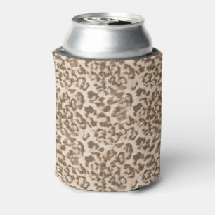 Beige leopard print . can cooler