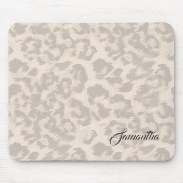 Beige leopard print. mouse pad (Front)