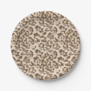 Beige leopard print . paper plate