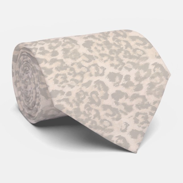 Beige leopard print. tie (Rolled)