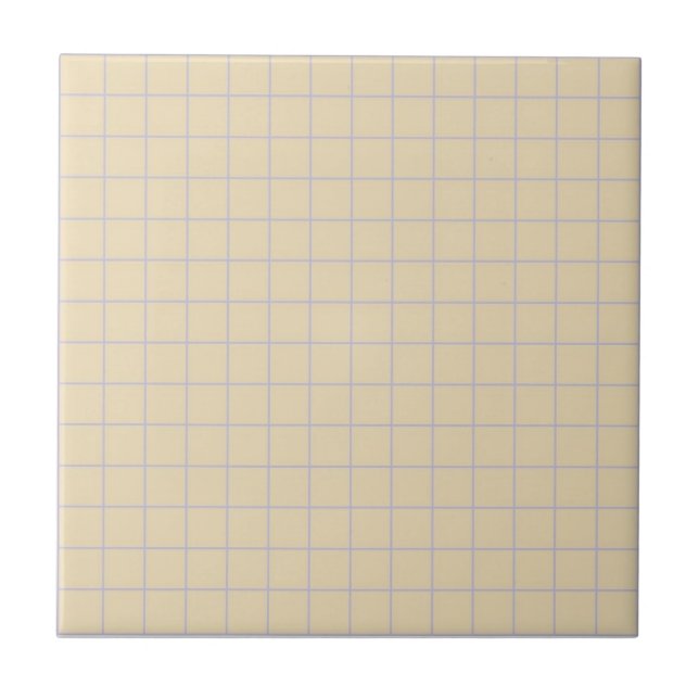 Beige & Lilac Chequered Pattern Retro Minimalist  Tile (Front)