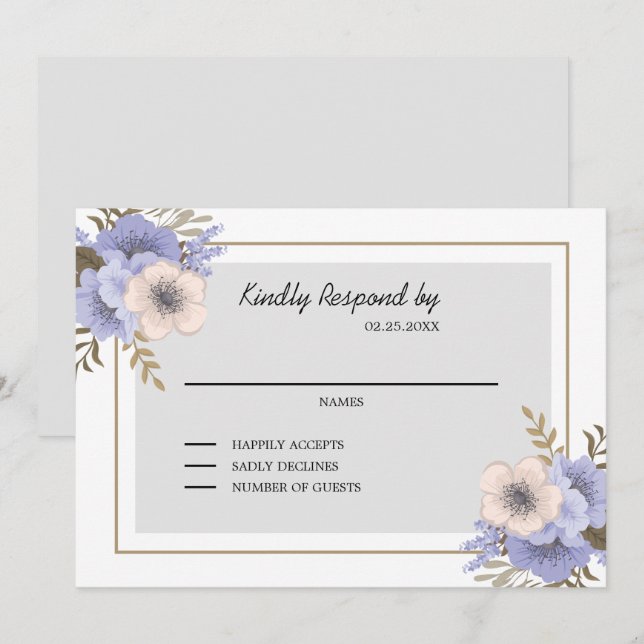 Beige & Lilac Flowers RSVP Invitation (Front/Back)