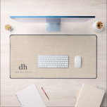 Beige Linen Creme Texture Minimal Elegant Monogram Desk Mat<br><div class="desc">Beige Linen Creme Texture Minimal Elegant Monogram</div>
