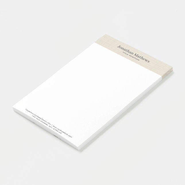 Beige Linen Creme Texture Simple Elegant Monogram Post-it Notes (Angled)