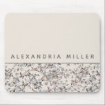 Beige Linen Floral | Personalized Name Mouse Pad<br><div class="desc">Personalized mousepad features a stylish dainty floral pattern in a modern beige linen and gray color palette. The top features a simple plain linen beige background with custom name presented in a modern script, centered. The bottom features a stylish floral pattern in beige linen and gray with hints of light...</div>