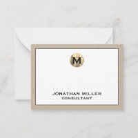 Beige Linen Gold Initial Monogram