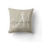 Beige Linen Grey White Monogram Wedding Keepsake