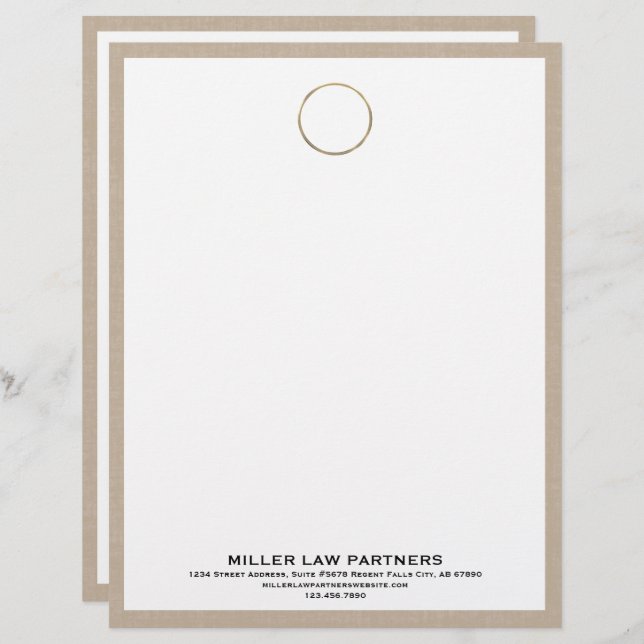 Beige Linen Legal Letterhead (Front/Back)
