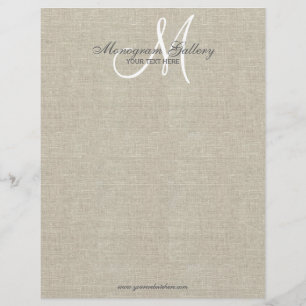 Beige Linen Monogram Business Logo Letterhead