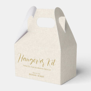 Beige linen Simple Script Hangover Recovery Kit Favour Box