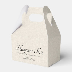 Beige linen Simple Script Hangover Recovery Kit Favour Box