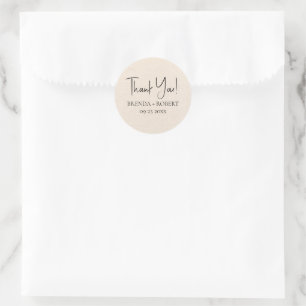 Beige linen Simple Script Welcome Thank Sticker
