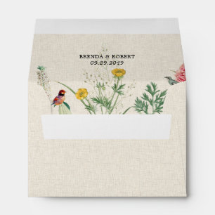 Beige Linen Texture Secret Garden Wildflowers Envelope