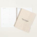Beige linen texture simple black typography planner<br><div class="desc">Light beige tone linen texture image with simple,  minimalistic black typography.</div>