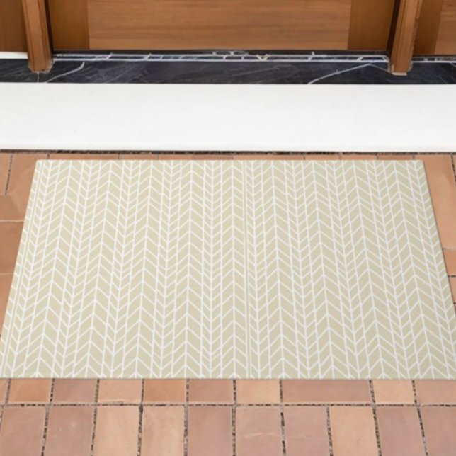 Beige Linen Traditional Modern Herringbone Doormat (Creator Uploaded)