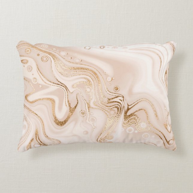 Beige liquid marble with gold glitter splash decorative cushion (Front)