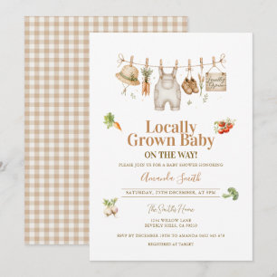 Beige Locally Grown Baby Shower Gender Neutral Invitation