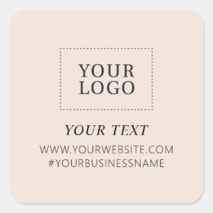 Beige Logo Business Thank you Custom Package Square Sticker