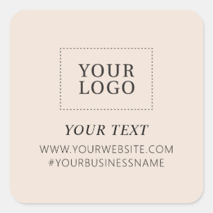 Beige Logo Business Thank you Custom Package Square Sticker