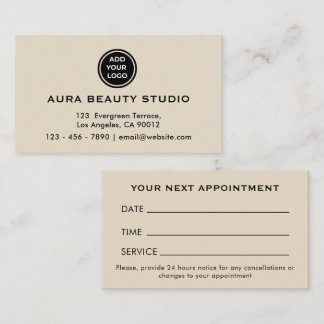 Beige Logo Contact Business Appointment Card