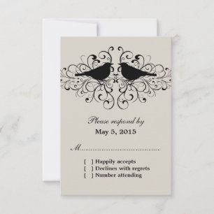 Beige Love Bird Swirls Response Card