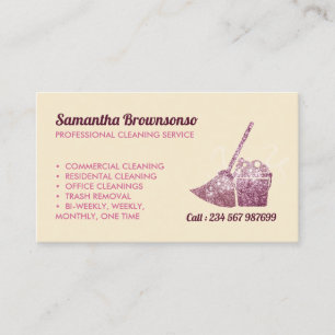 Beige Luxury Cleaning Maid Janitorial Business Card