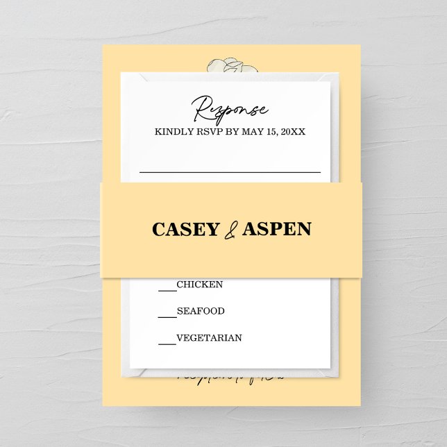 Beige Magnolia Wedding Invitation Belly Band (Creator Uploaded)