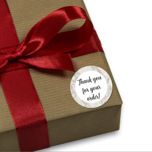 Beige marble Thank You Classic Round Sticker