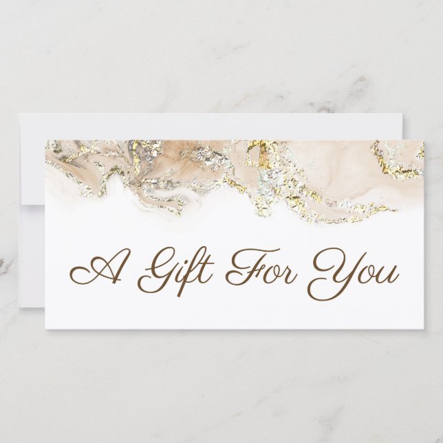 beige marbling design gift certificate (Front)