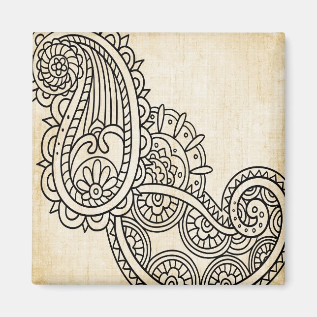 Beige Mehndi Motif Magnet (Front)