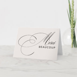 Beige Merci Beaucoup Elegant Calligraphy Thank You