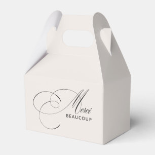 Beige Merci Beaucoup Elegant Calligraphy Thank You Favour Box