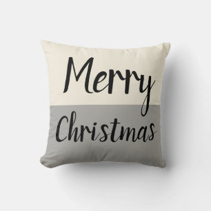 Beige Merry Christmas Throw Pillow