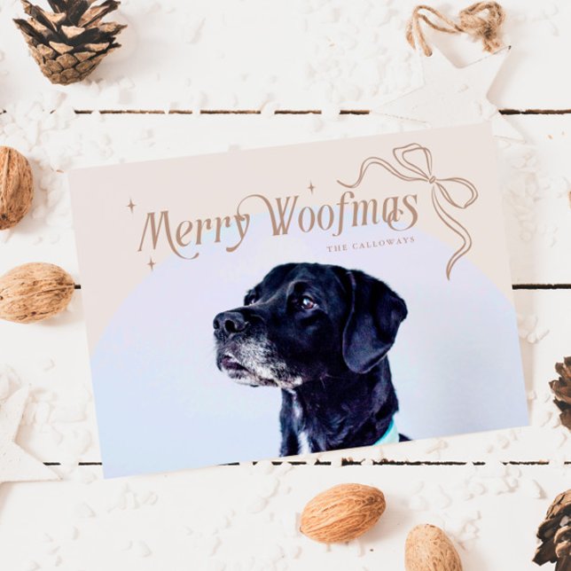 Beige Merry Woofmas Dog Christmas Holiday Card (Creator Uploaded)