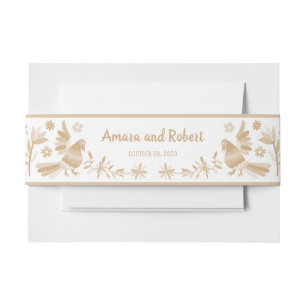 Beige Mexican Otomi Invitation Belly Band