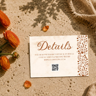 Beige Mexican Wedding Details QR code Enclosure Card