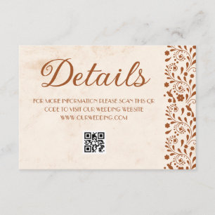 Beige Mexican Wedding Details QR code Enclosure Card