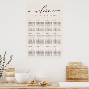 Beige Midnight Purple Welcome Minimalist Seating Poster