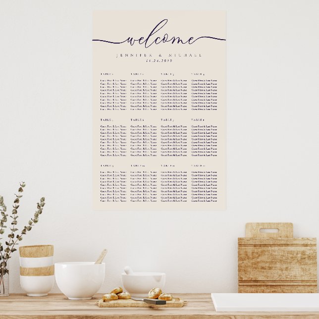 Beige Midnight Purple Welcome Minimalist Seating Poster (Kitchen)