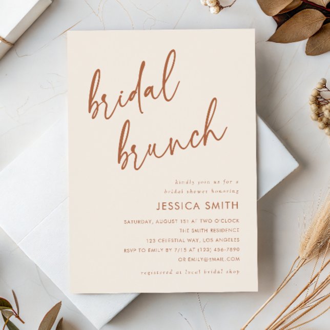Beige Minimal Boho Bridal Brunch Invitation (Creator Uploaded)