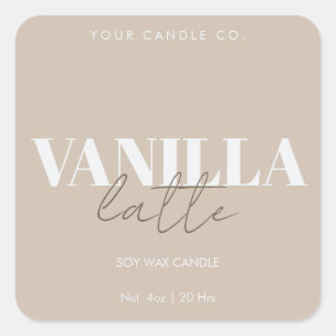 Beige Minimal Candle Label Custom Logo