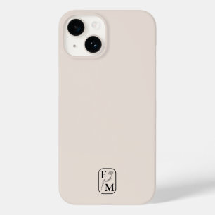 Beige Minimal Modern Initial Botanical Monogram Case-Mate iPhone 14 Case